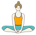 Illustration of a woman performing a bound angle yoga pose