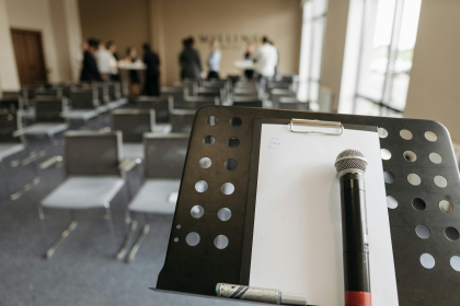 Microphone on podium